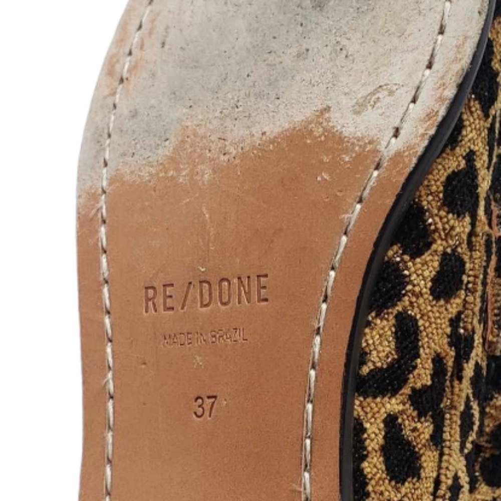 Re/Done 90s Women's Loafers SZ 37 Leopard Tapestry Slip-on Shoes - Picture 7 of 10